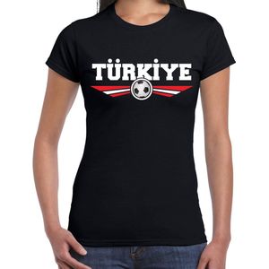Turkije / Turkiye landen / voetbal t-shirt met wapen in de kleuren van de Turkse vlag - zwart - dames - Turkije landen shirt / kleding - EK / WK / voetbal shirt XXL