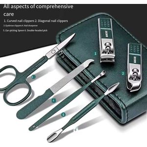 6-Delige Nagelschaarset voor Heren & Dames – Luxe Manicure Tools voor Thuis & Reizen