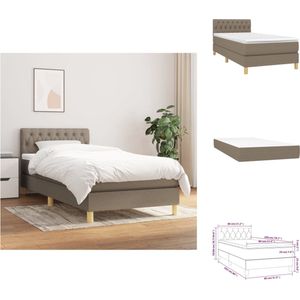 vidaXL Boxspringbed - Bedframe 203x80x78/88cm - Pocketvering Matras 80x200x20cm - Bedtopmatras 80x200x5cm - Kleur- Taupe/Wit - Bed