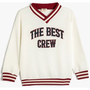 V-kraag Applique Gedetailleerd Sweatshirt