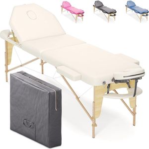 Houten massagetafel 3 zones - XL 195 x 70 cm - Verstelbaar fysiotherapie bed - Draagbare massagestoel