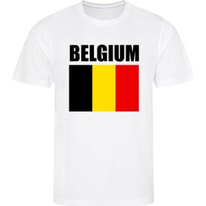 WK - Belgie - Belgium - Belgique - T-shirt Wit - Voetbalshirt - Maat: 122/128 (S) - 7 - 8 jaar - Landen shirts