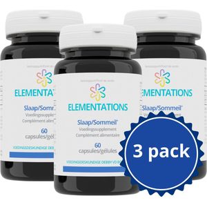 Elementations Slaapsupplement - Met Melatonine, Eschscholzia Extract & Valeriaan - Natuurlijke Ondersteuning voor een Diepe en Herstellende Nachtrust - Trio Pakket - 3 x 60 Capsules