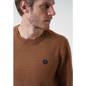 DEELUXE Long-sleeve sweater with textured pattern Tobacco