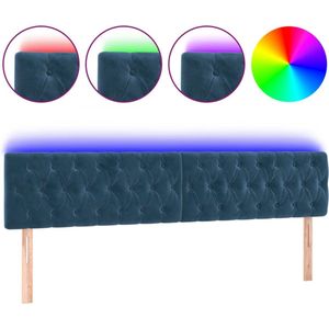 vidaXL - Hoofdbord - LED - 200x7x78/88 - cm - fluweel - donkerblauw