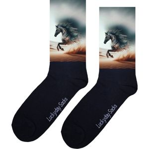 Paard - Verjaardag cadeau - Grappige sokken - Print sokken - Leuke sokken voor heren en dames - Moederdag - Vaderdag - Cadeau voor hem en haar - Kerstcadeau - Vrolijke sokken - Valentijns cadeau - Beterschap - Opkikker - horse Socks - 37-44