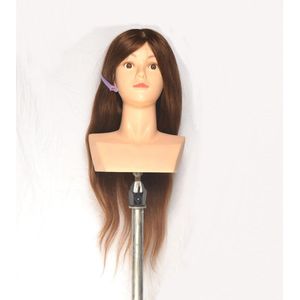 Praktisch 55,9 cm Cosmetica Hoofd van 100% Echt Haar voor Training en Stylen