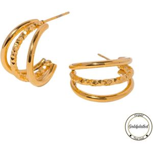 Soraro 3-in-1 Oorbel | Goldplated | Goudkleurig | Elegant | Soraro Dames Oorbel | Cadeau Voor Haar | Cadeau Voor Vriendin |
