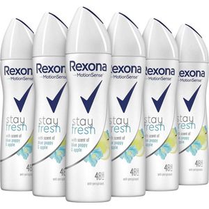 Rexona Deo Spray - Blue Poppy & Apple - Deodorant - 6x 150 ml - Voordeelverpakking