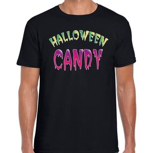 Halloween Halloween candy snoepje verkleed t-shirt zwart voor heren - horror shirt / kleding / kostuum S
