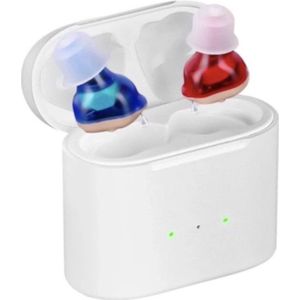 Medj- Beige - Gehoorapparaat -Magnetisch- Opberg box - Oplaadbaar in box 2x Mini Intelligent digitaal Gehoorapparaat - 5 Volume standen - Geluid Reductie - Universeel