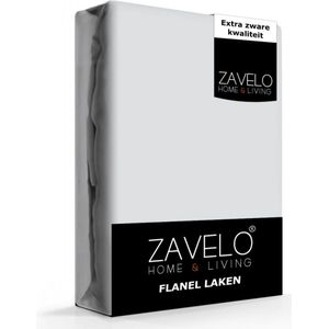 Zavelo Deluxe Flanel Laken Licht Grijs - Lits-jumeaux (240x260 cm) - 100% katoen - Extra Dik - Zware Kwaliteit - Hotelkwaliteit