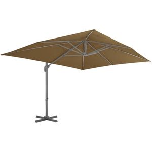 vidaXL Zweefparasol met aluminium paal 400x300 cm taupe - Zweefparasol - Zweefparasols - Parasol - Tuinparasol