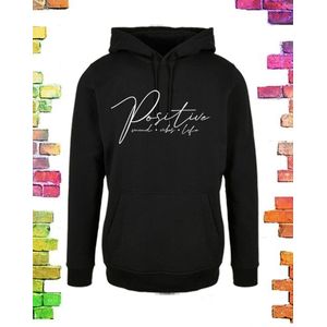 Stoere Zwart dames hoodie “Positive” | maat 3XL-46/48