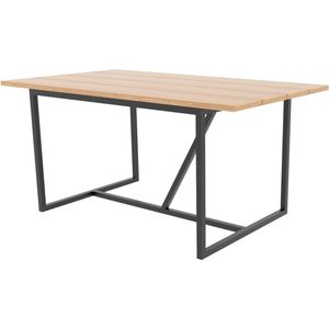 Artichok Arthur houten eettafel - zwart onderstel - 160 x 89 cm - eikenhout fineerlaag - metalen poten - industrieel