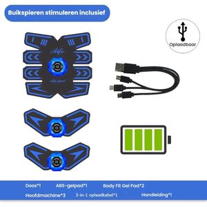 Massage Apparaat-plaadbare ABS Spierstimulator - Ultimate Buikspier Trainer voor Mannen en Vrouwen, Draagbaar EMS Fitnessapparaat voor Buikspieren, Krachttraining en Spieropbouw