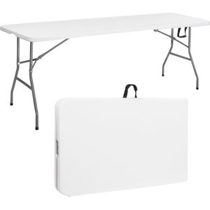 Springos Klaptafel | Vouwtafel | Kampeertafel | Inklapbaar | Draagbaar | 240 x 75 cm | Wit