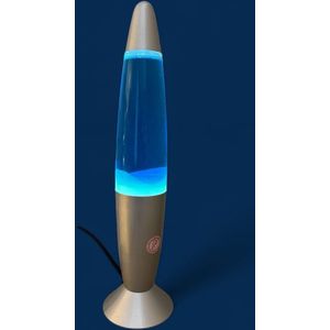 Lavalamp - Blauwe Lava - zilvere Basis - LED Verlichting - Sfeerverlichting voor Volwassenen en Kinderen - Nieuwe Wintercollectie 2023 - 23W - 35 x 8.5cm