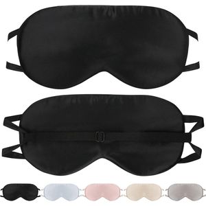Verstelbaar zijden slaapmasker - lichtblokkerend - 1 stuk - zwart - moerbeizijde