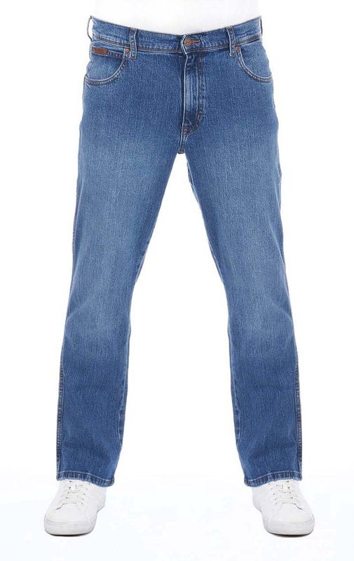Wrangler Heren Jeans Broeken Texas Stretch regular/straight Fit Blauw Volwassenen Denim Jeansbroek