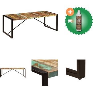 vidaXL Eettafel 220x100x75 cm massief gerecycled hout - Tafel - Inclusief Houtreiniger en verfrisser