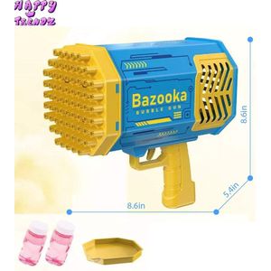 Happy Trendz® Supreme Fun: Bazooka Bellenblaas - Blauwe Bellenblaaspistool met 69 Gaten | Bubble Blaster met Lichteffecten, Laser & Extra Navulling! Geniet van Mega Bellen en Actie! - kleur Blauw