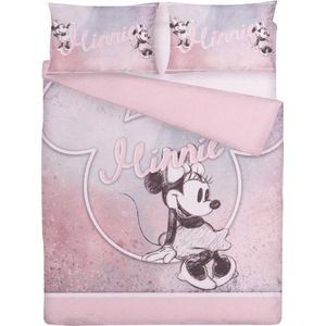 Blauw en roze katoenen beddengoed 230x220 cm Minnie Mouse, OEKO-TEX