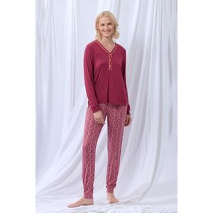 Woody Dames pyjama wijnrood - maat M