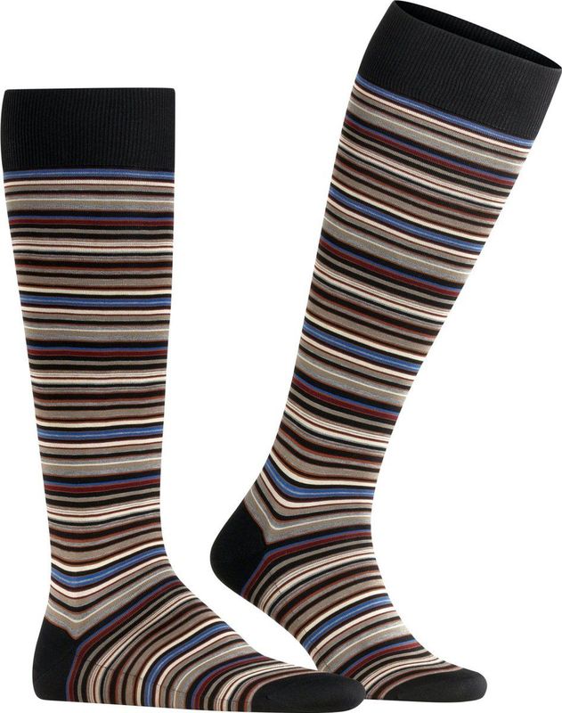 FALKE Microblock heren kniekousen - grijs gestreept (grey-white)