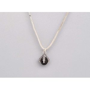 Ketting dames met klauwhanger van 925 zilver met daarin een natuursteen -""Lava Donker"" -Lengte 42 cm - Breedte 2 mm