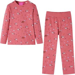 vidaXL - Kinderpyjama - met - lange - mouwen - 104 - oudroze