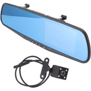 Dashcam voor in de auto, 4,3 inch achteruitkijkspiegel met camera op volledig scherm, 1080p loop-opname, achteruitrijcamera met ingebouwde G-sensor, parkeerbewaking voor in de auto