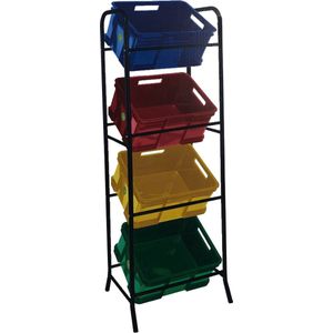 Nordevik Krattenrek - Extra Stevig Opbergrek - Geschikt voor het opbergen van 4 kratten - Zwart