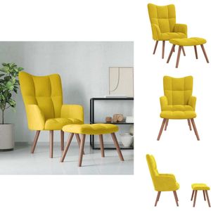 vidaXL Relaxstoel Met Voetenbank - Relaxstoelen Met Voetenbanken - Zetel Met Voetenbankje - Zetels Met Voetenbankjes - Relaxstoel met voetenbank fluweel mosterdgeel