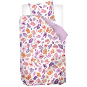 Snoozing Noraly - Dekbedovertrek - Flanel - Junior - 120x150 cm - Roze/Paars