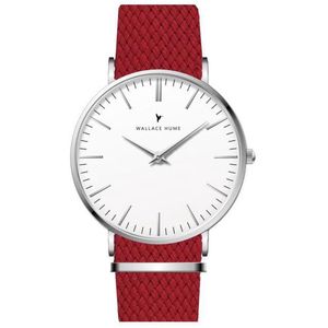 Wallace Hume Klassiek Wit - Horloge - Perlon - Rood