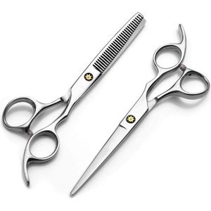 Professionele kappersschaarset voor haarsnit en baardverzorging - Roestvrij staal, 2 ultrascherpe scharen, perfect voor dames en heren
