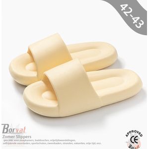 Borvat® - Zomer Slippers Wolk Zachte Slippers Paar Thuis Outdoor Slipper Zomer Strand Slaapkamer Schoenen Dames Slippers Dikke Bodem Sandalen - Unisex - Geel - Maat 42-43