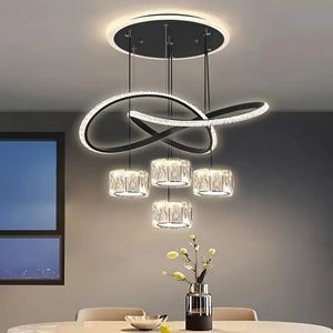 LuxiLamps - Krullen Hanglamp - 4 Bollen Hanglamp - Woonkamerlamp - Zwart - 3 Standen Licht Kleur - Moderne lamp - 42 cm - Kroonluchter