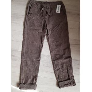 Dames corduroy broek taupe One size 38/44