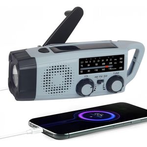 Radio - Zonnelichtradio, Draagbare Handwielradio, AM/FM Draagbare Noodradio, LED Zaklamp, Oplaaibare Batterij 2000mAh, USB Telefoonlader, SOS-alarm, Voor Kamperen, Buiten, Wandelingen
