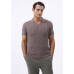 Felix Hardy Tricot Polo Shirt Korte Mouwen Heren Bruin - L