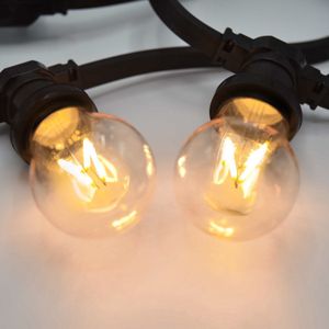 LumenXL lichtsnoer voor buiten koppelbaar 25 meter 50 fittingen - 4 watt 2000K LED filament lampen - grote kap - IP44 dimmer