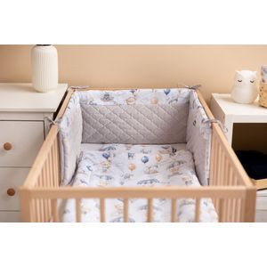 Sensillo Baby Bedbumper - Bedomrander - Anti stootrand Ledikant - Bed Zijbeschermers - 180x30cm - Grijs beertjes