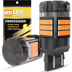7443 T20 Canbus LED-lampen voor Auto - Foutloos en Super Helder (5000 Lumen, 12V/24V, Ambergeel) - 2 Stuks