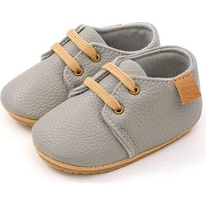 Steppies - Babyschoentjes PU Leer met Veters - Grijs - Maat 17-18