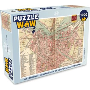 Puzzel Kaart - Amsterdam - Vintage - Legpuzzel - Puzzel 1000 stukjes volwassenen