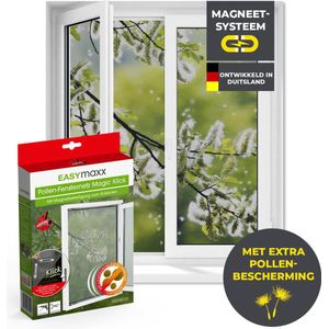 EASYmaxx Pollenhor voor ramen met Magic Click | Individueel op maat gesneden voor alle ramen tot 150 x 130 cm | Eenvoudige installatie met 12 magneten - niet boren of schroeven [antraciet]