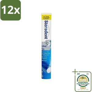 Steradent - Reinigingstabletten - Active Plus - Tegen Tandsteen & Bacteriën - 30 Tabletten - Voordeelverpakking - 12 stuks - Bacteriën doden - Mondhygiëne