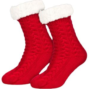 Huissokken - Huttensokken - Antislip ABS - Unisex - Rood - Maat 35-42